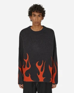 Haydenshapes Knitwear^Merino Flame Knitted Sweater Black / Red