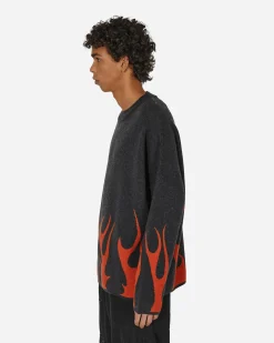 Haydenshapes Knitwear^Merino Flame Knitted Sweater Black / Red