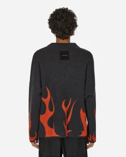 Haydenshapes Knitwear^Merino Flame Knitted Sweater Black / Red