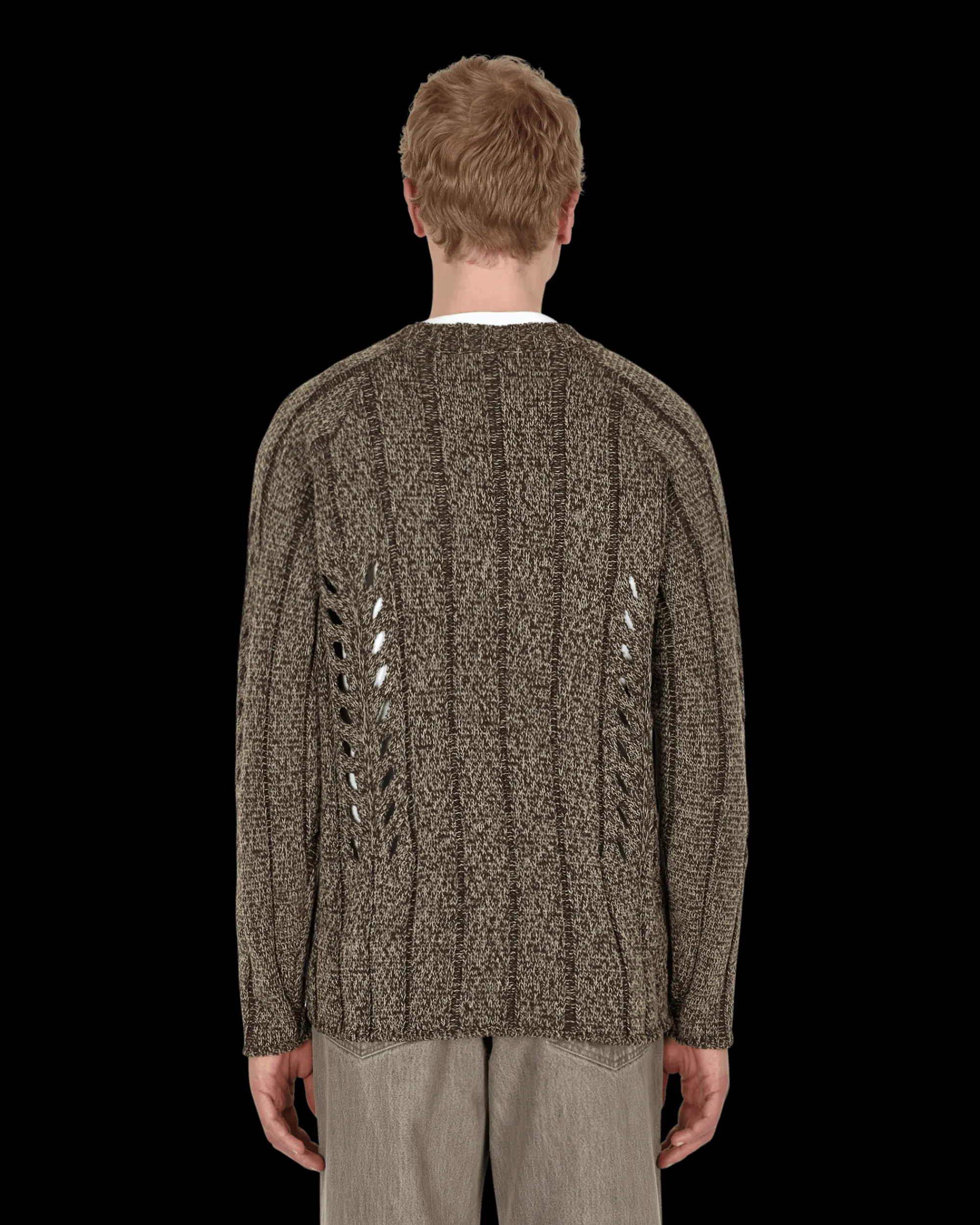 AURALEE Knitwear^Mix Boucle Mesh Knit Sweater Brown