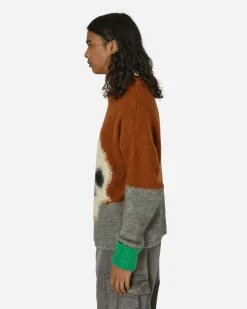ERL Knitwear^Mohair Skull Intarsia Sweater Brown