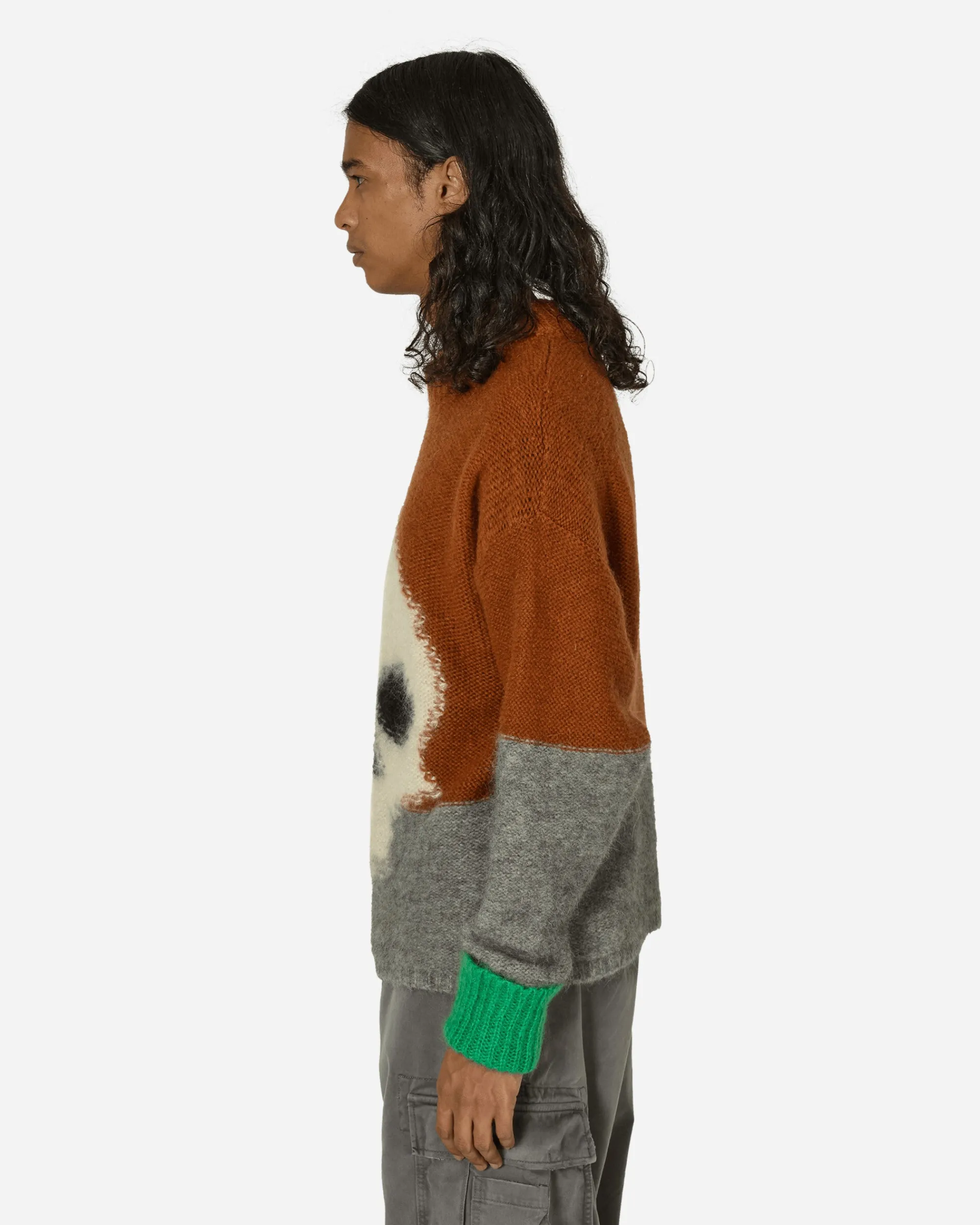 ERL Knitwear^Mohair Skull Intarsia Sweater Brown