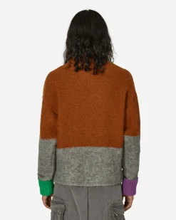 ERL Knitwear^Mohair Skull Intarsia Sweater Brown