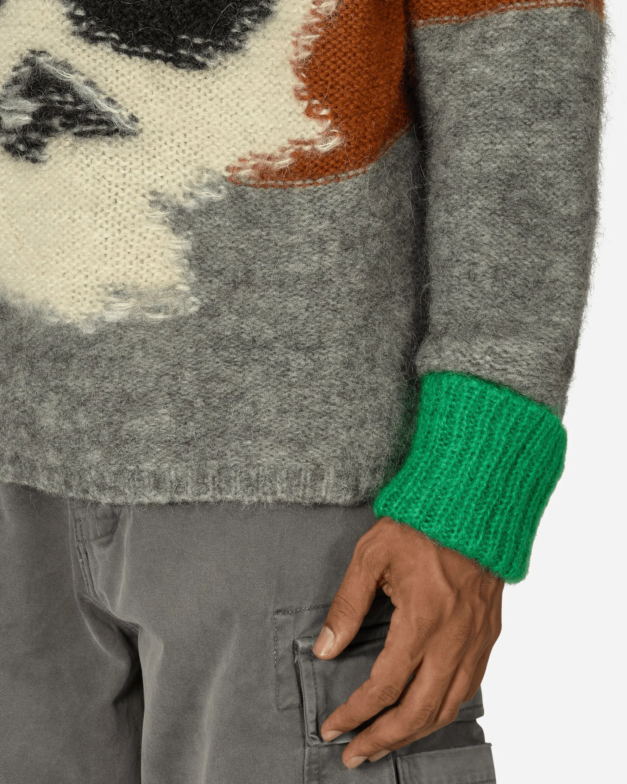 ERL Knitwear^Mohair Skull Intarsia Sweater Brown