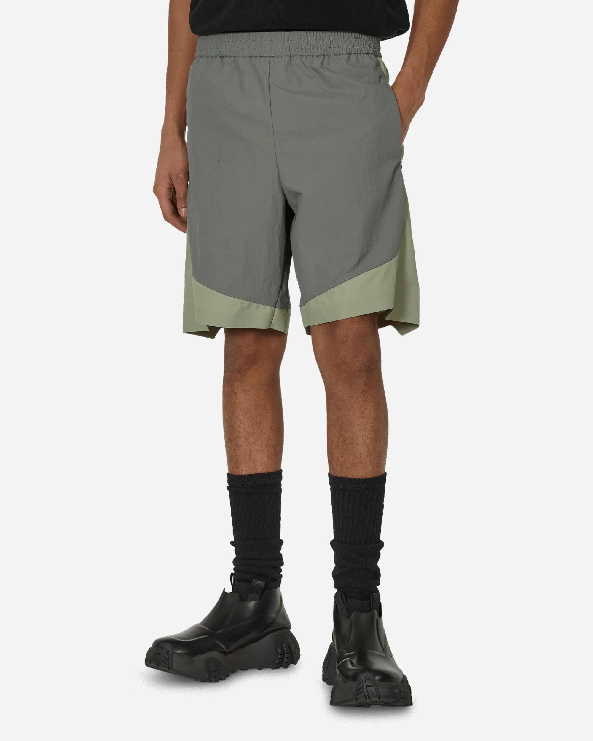 _J.L-A.L_ Shorts^Nylon Shorts Grey / Green