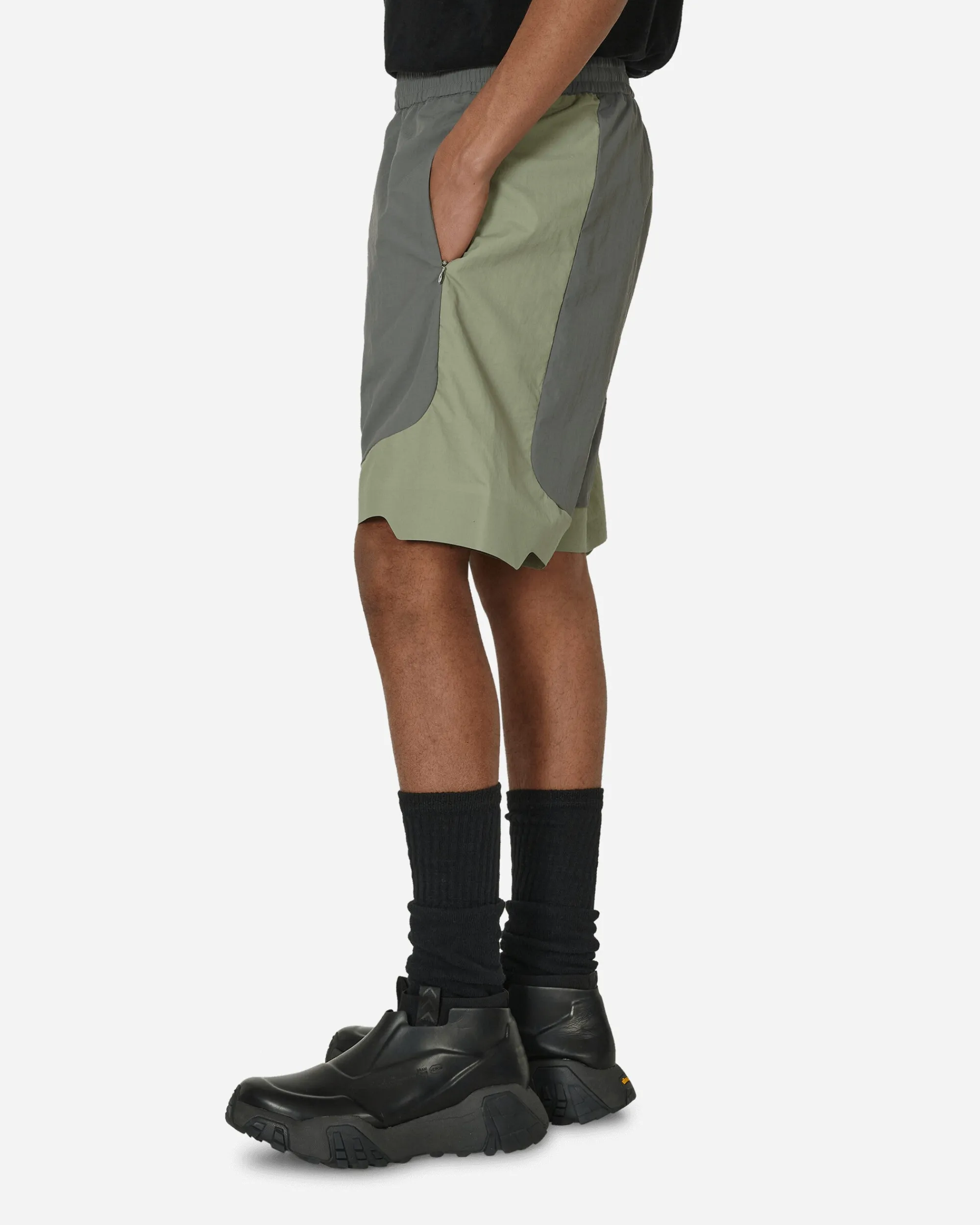 _J.L-A.L_ Shorts^Nylon Shorts Grey / Green