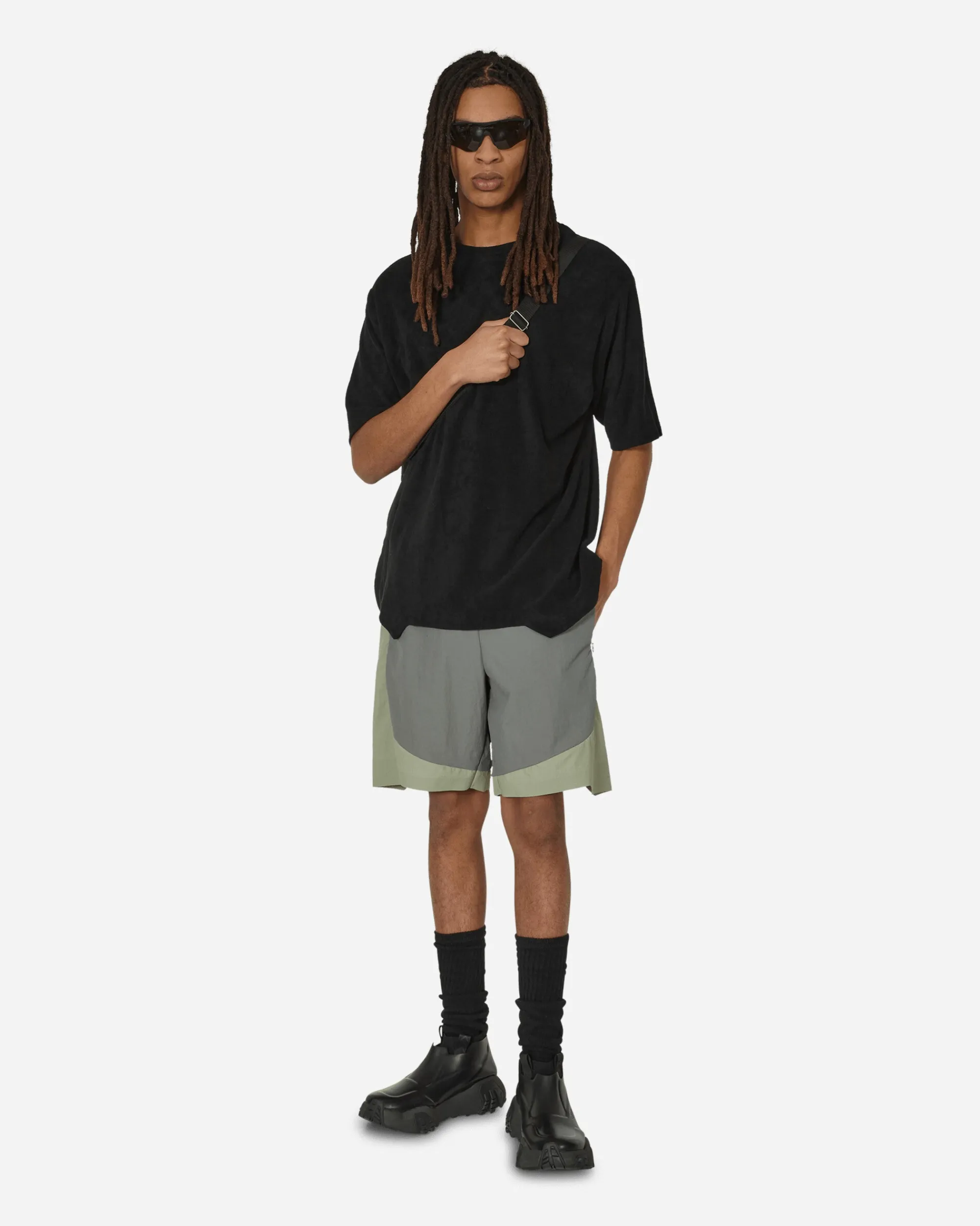 _J.L-A.L_ Shorts^Nylon Shorts Grey / Green