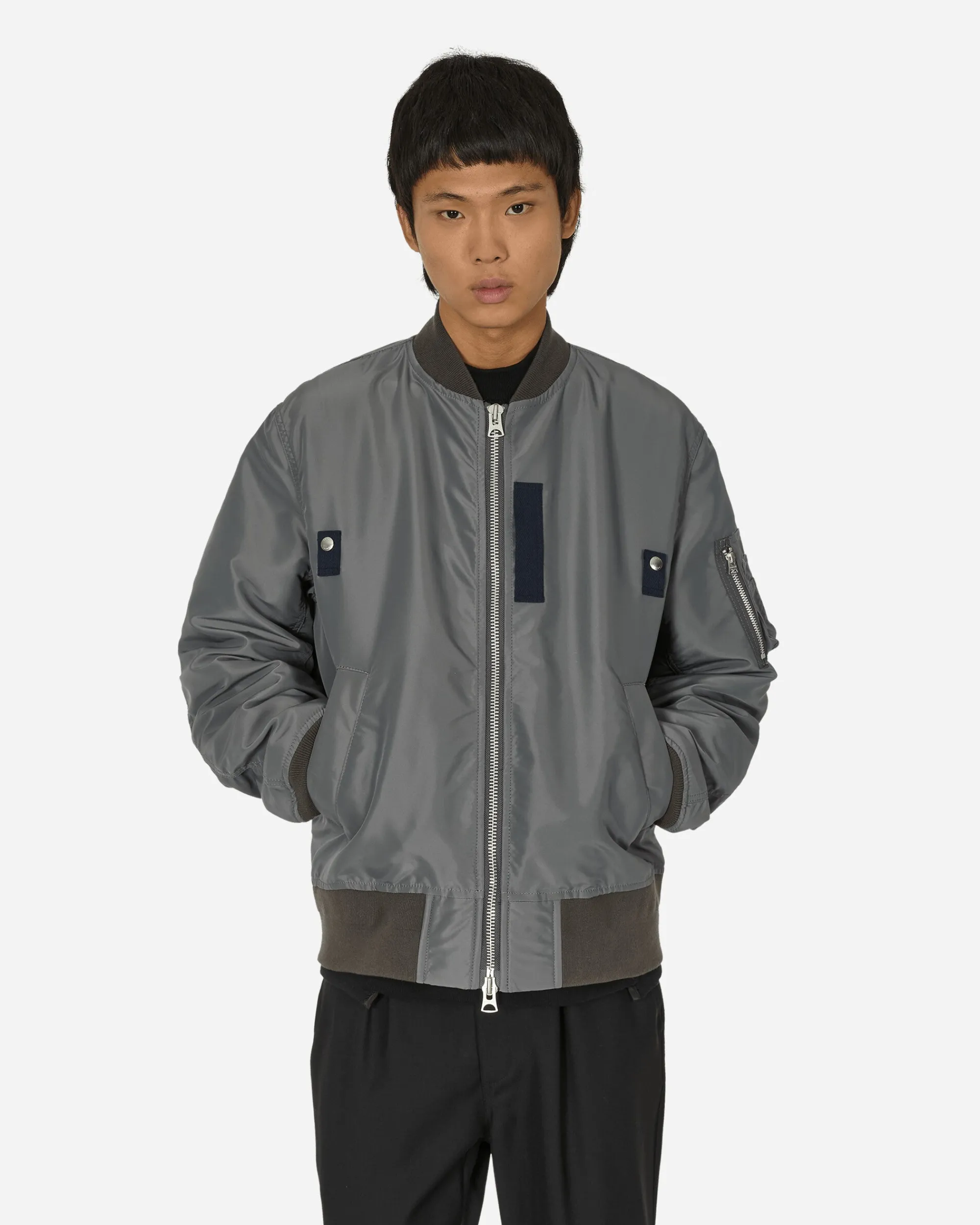 sacai Coats And Jackets^Nylon Twill Bomber Jacket Grey