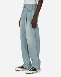 Unaffected Pants^One Tuck Wide Denim Pants Light Blue