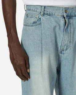 Unaffected Pants^One Tuck Wide Denim Pants Light Blue