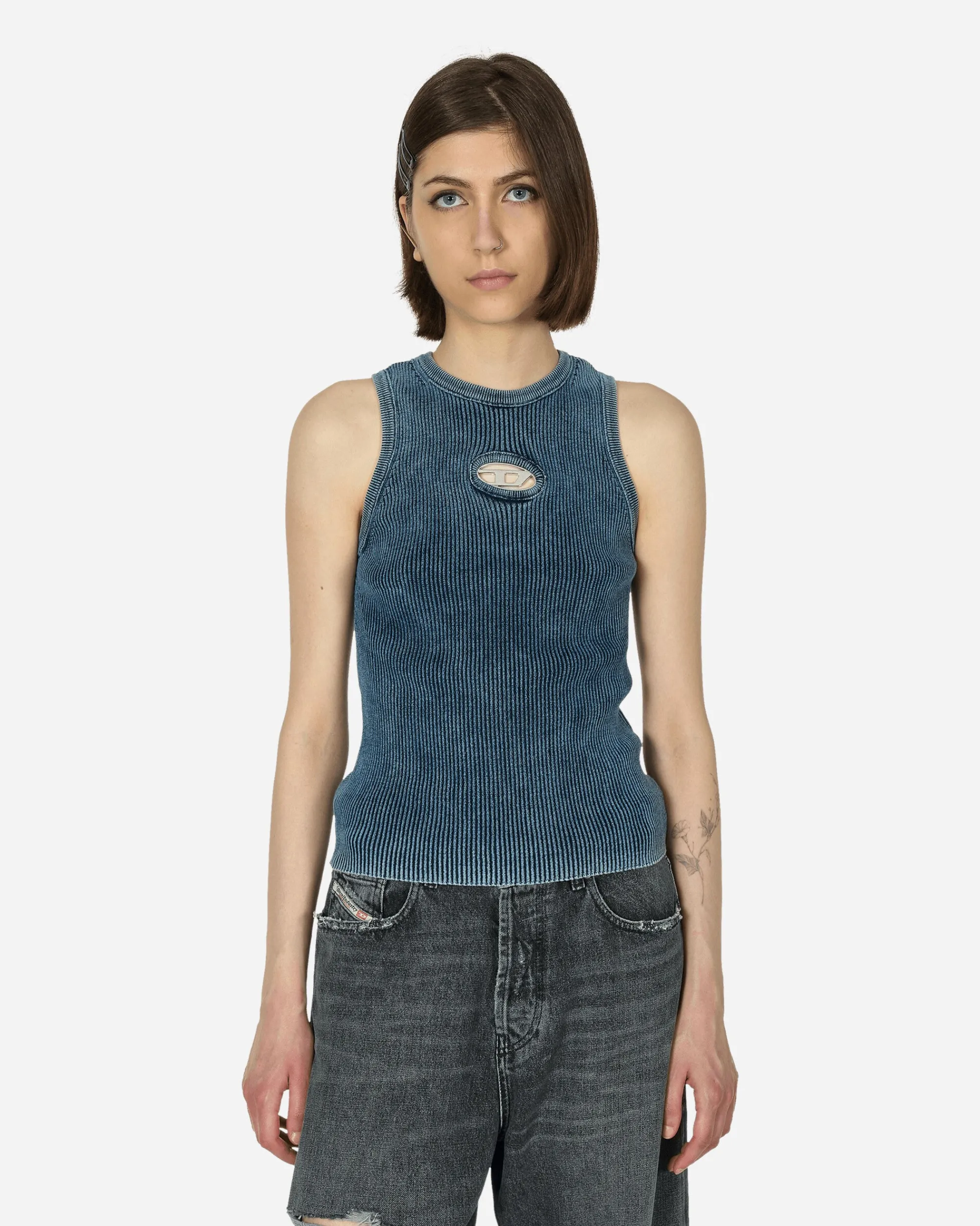 Diesel T-Shirts^Oval D Rib-Knit Tank Top Dark Blue
