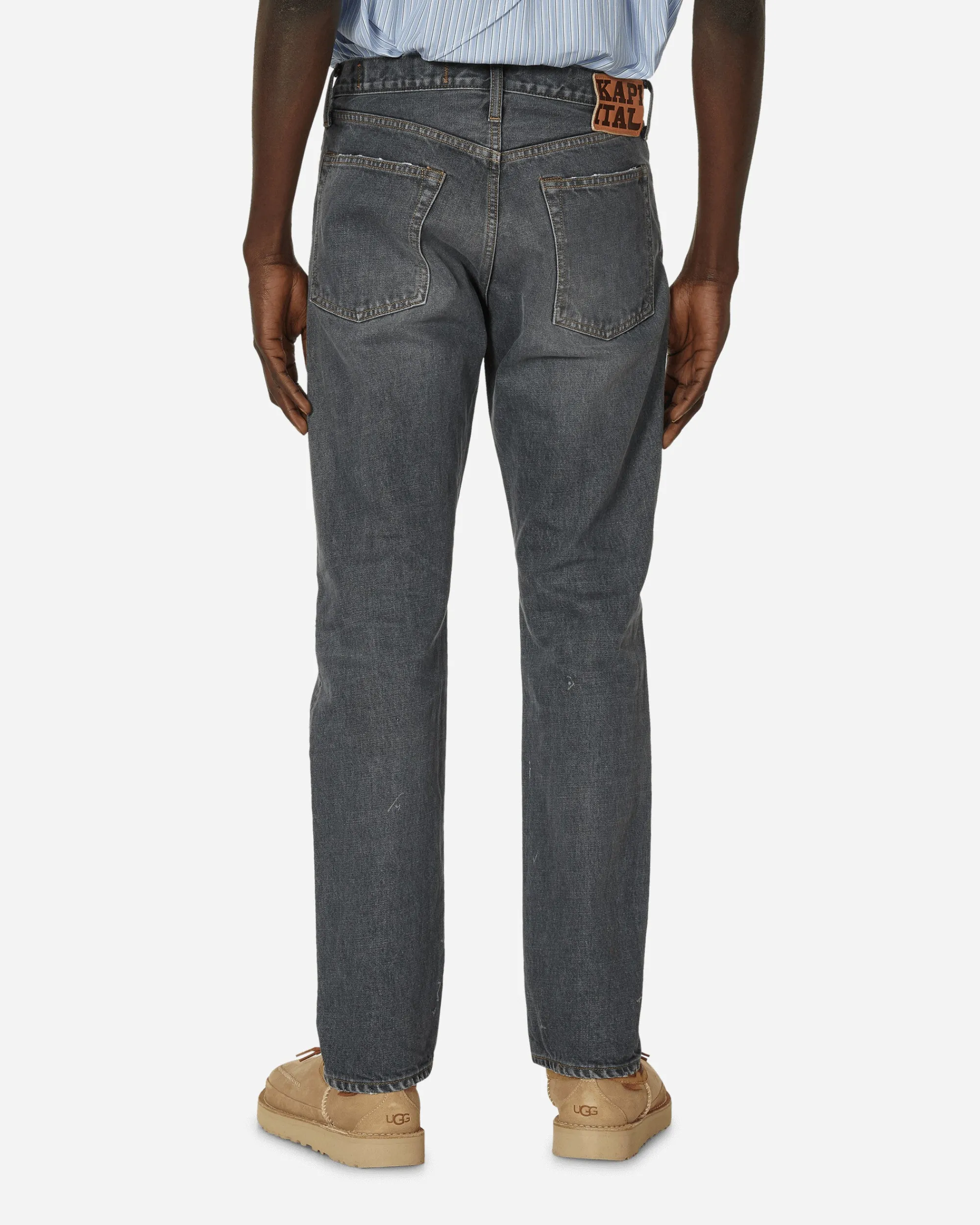 KAPITAL Pants^14oz Denim 5P Monkey Cisco (3YearsFade) Black