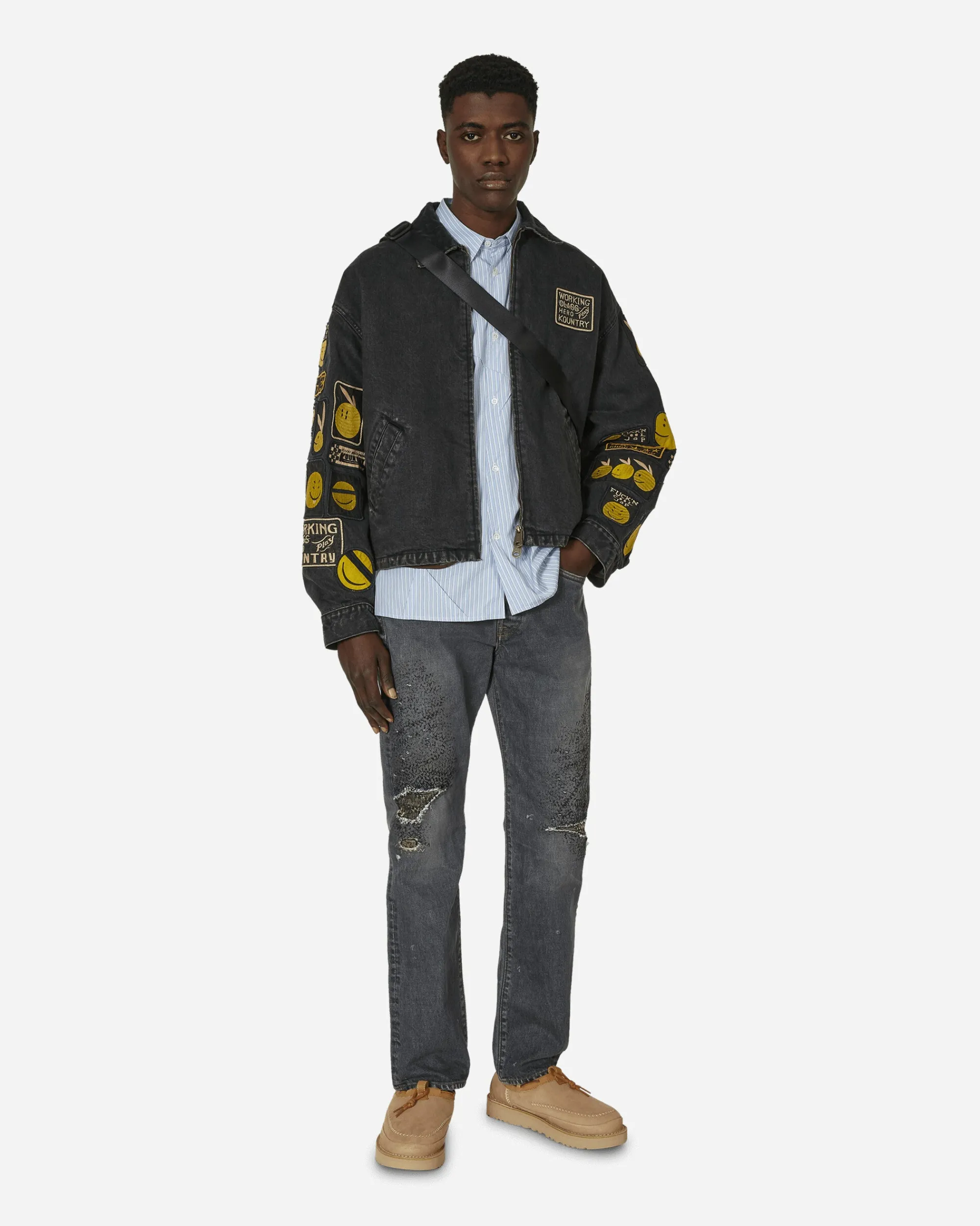 KAPITAL Pants^14oz Denim 5P Monkey Cisco (3YearsFade) Black