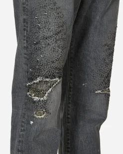 KAPITAL Pants^14oz Denim 5P Monkey Cisco (3YearsFade) Black