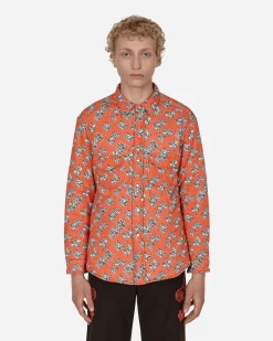 ERL Shirts^Padded Cotton Overshirt Orange