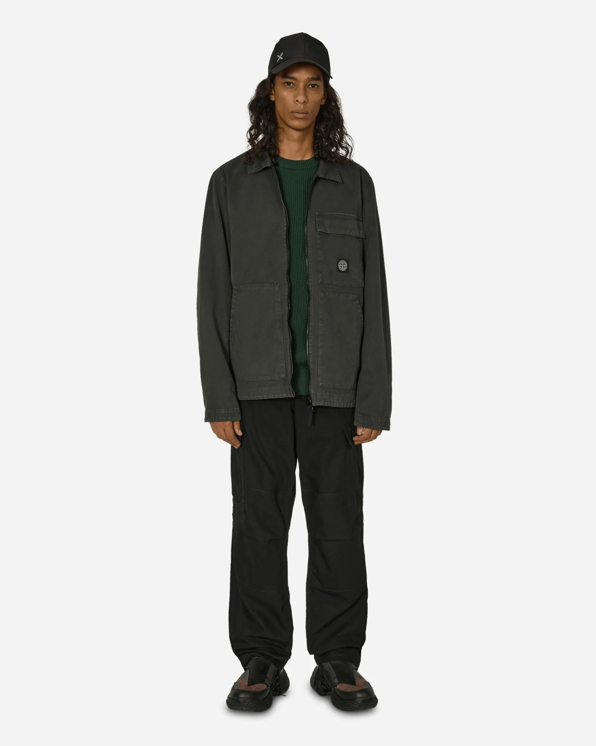 Stone Island Shirts^Panama Cotton 'OLD' Effect Overshirt Lead Grey