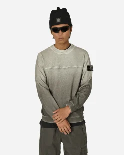 Stone Island Sweatshirts^Panama Recycled Oxide Plating Garment Dyed Cewneck Sweatshirt Lead Grey