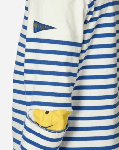 KAPITAL T-Shirts^Panel Stripe Jersey Elbow-Rip Longsleeve T-Shirt (Rainbowy Patch) White