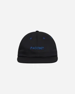 Paccbet Hats|Hats^6-Panel Woven Logo Cap Black