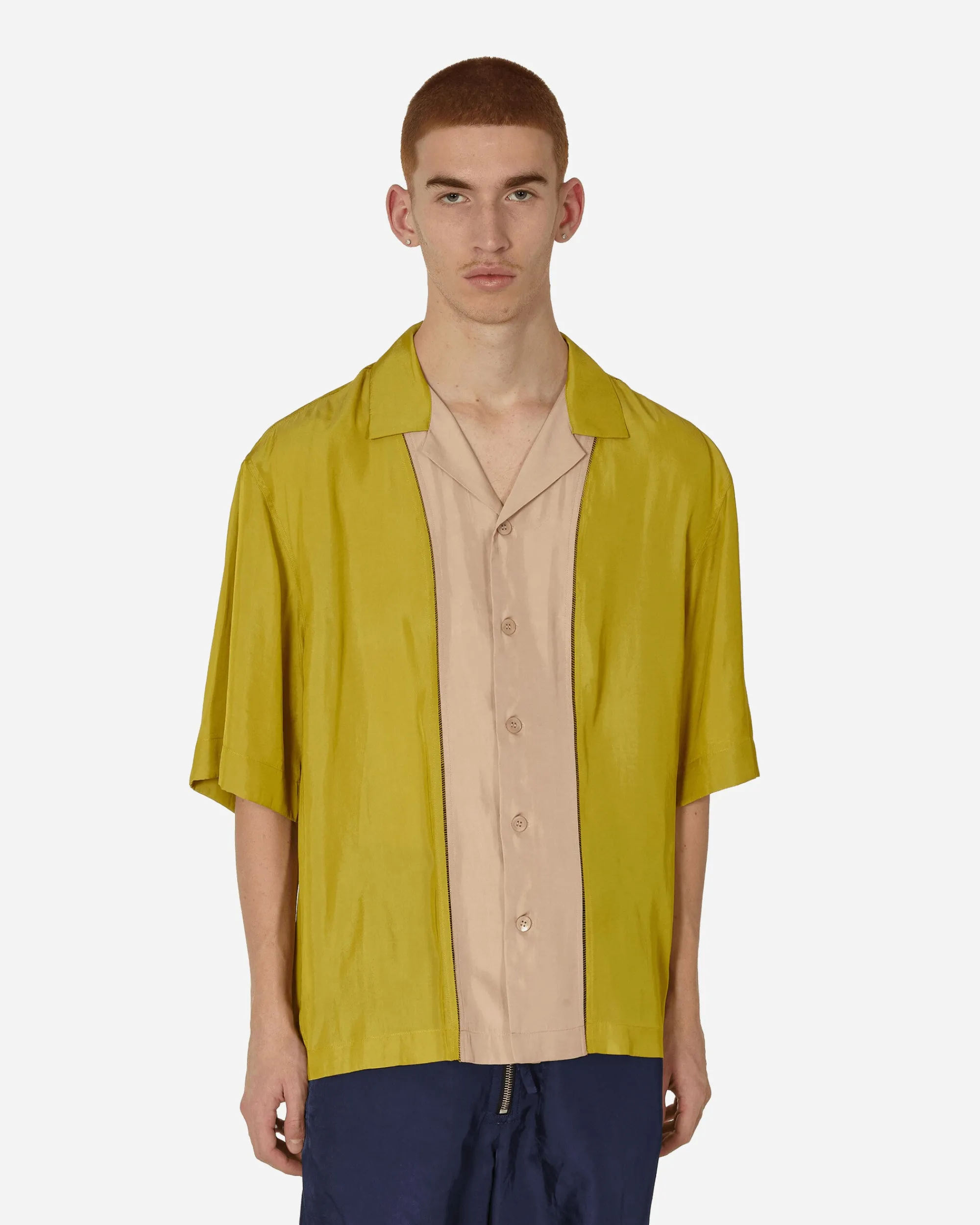 Dries Van Noten Shirts^Panelled Shortsleeve Shirt Mustard