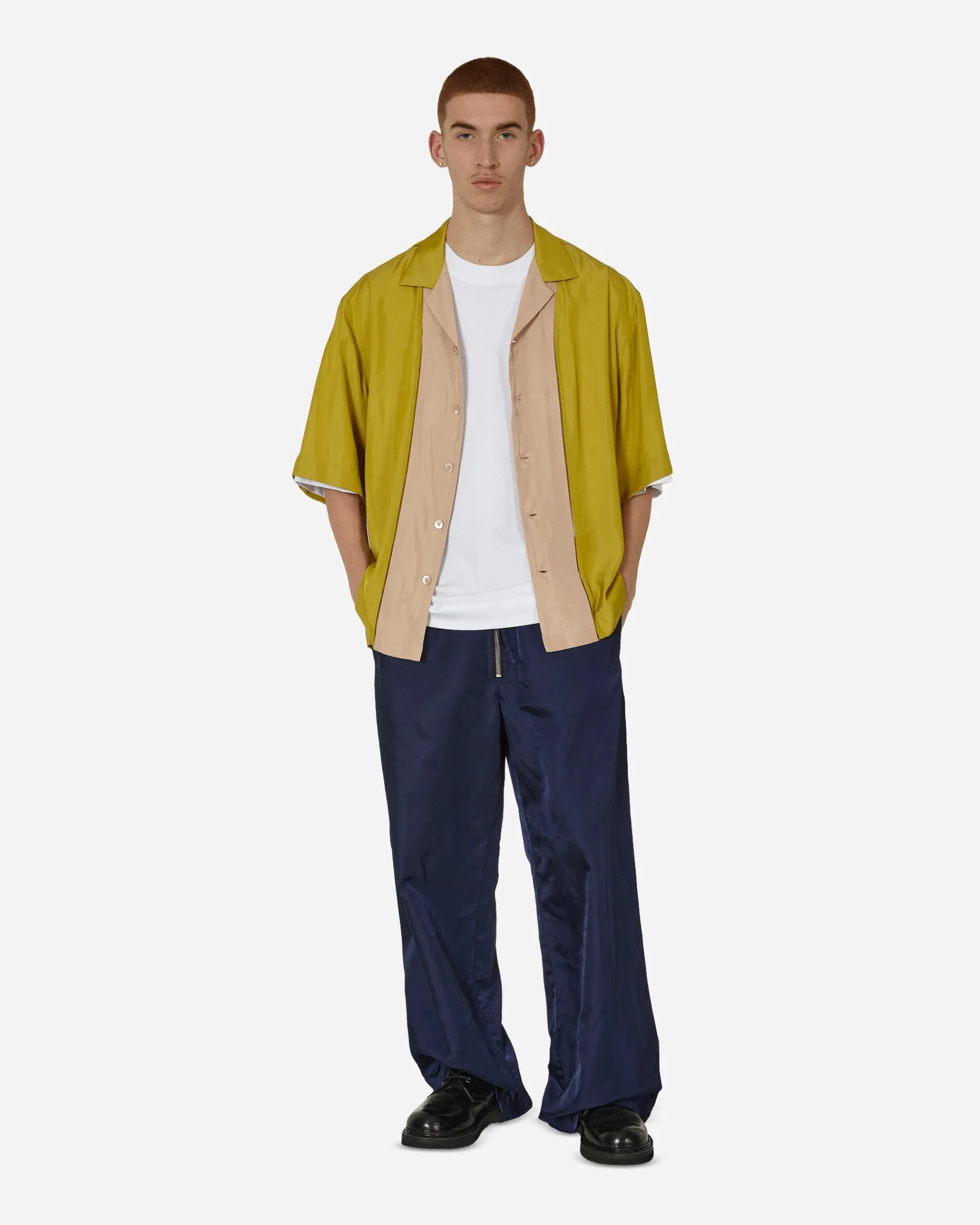 Dries Van Noten Shirts^Panelled Shortsleeve Shirt Mustard