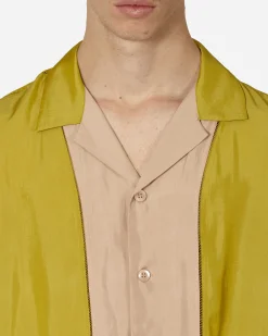 Dries Van Noten Shirts^Panelled Shortsleeve Shirt Mustard