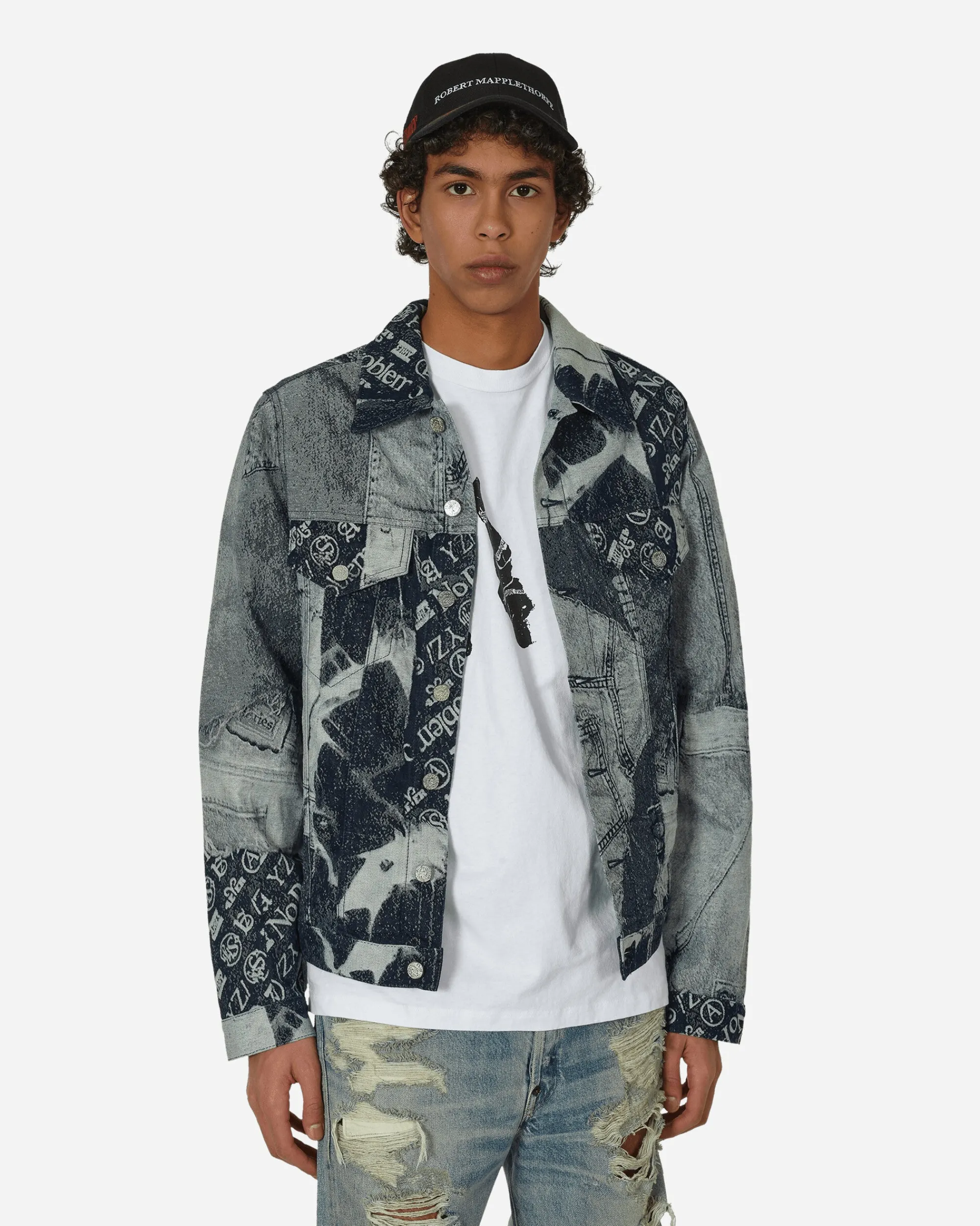 Aries Coats And Jackets^Patchwork Jacquard Trucker Jacket Indigo