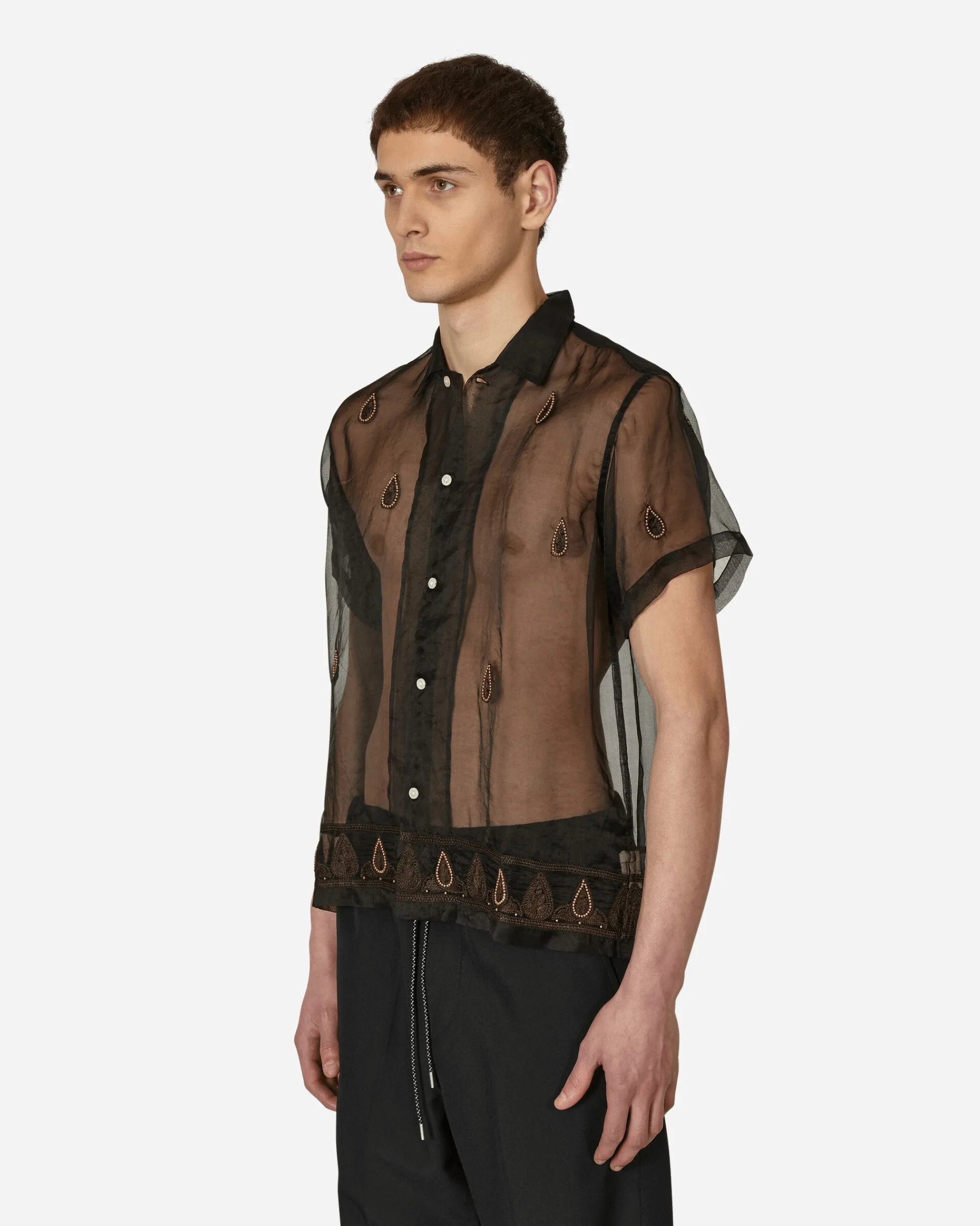 Bode Shirts^Pearl Paisley Shirt Black
