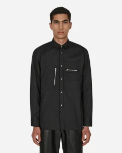 Comme Des Garçons Shirt Shirts^Poplin Zip Shirt Black