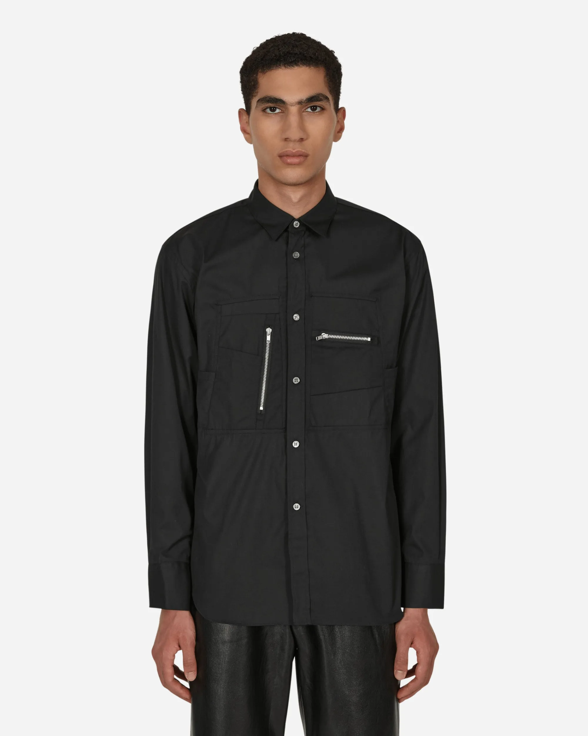Comme Des Garçons Shirt Shirts^Poplin Zip Shirt Black