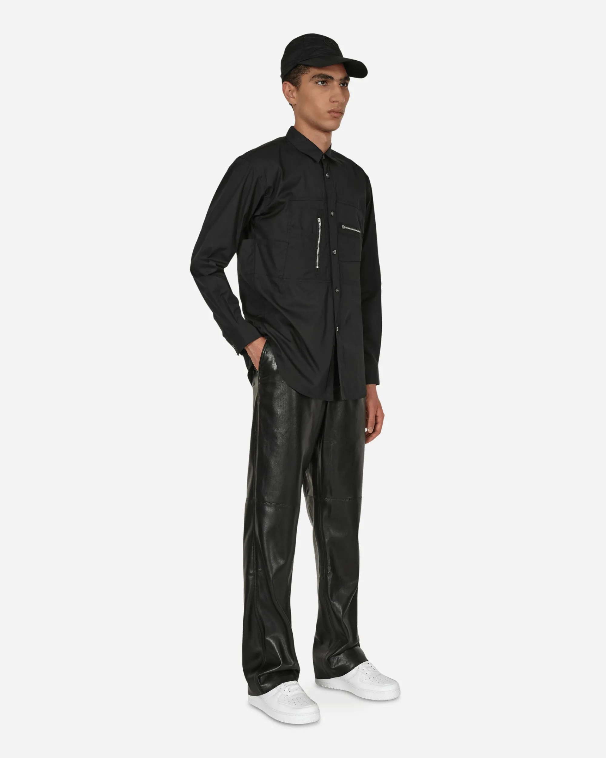 Comme Des Garçons Shirt Shirts^Poplin Zip Shirt Black