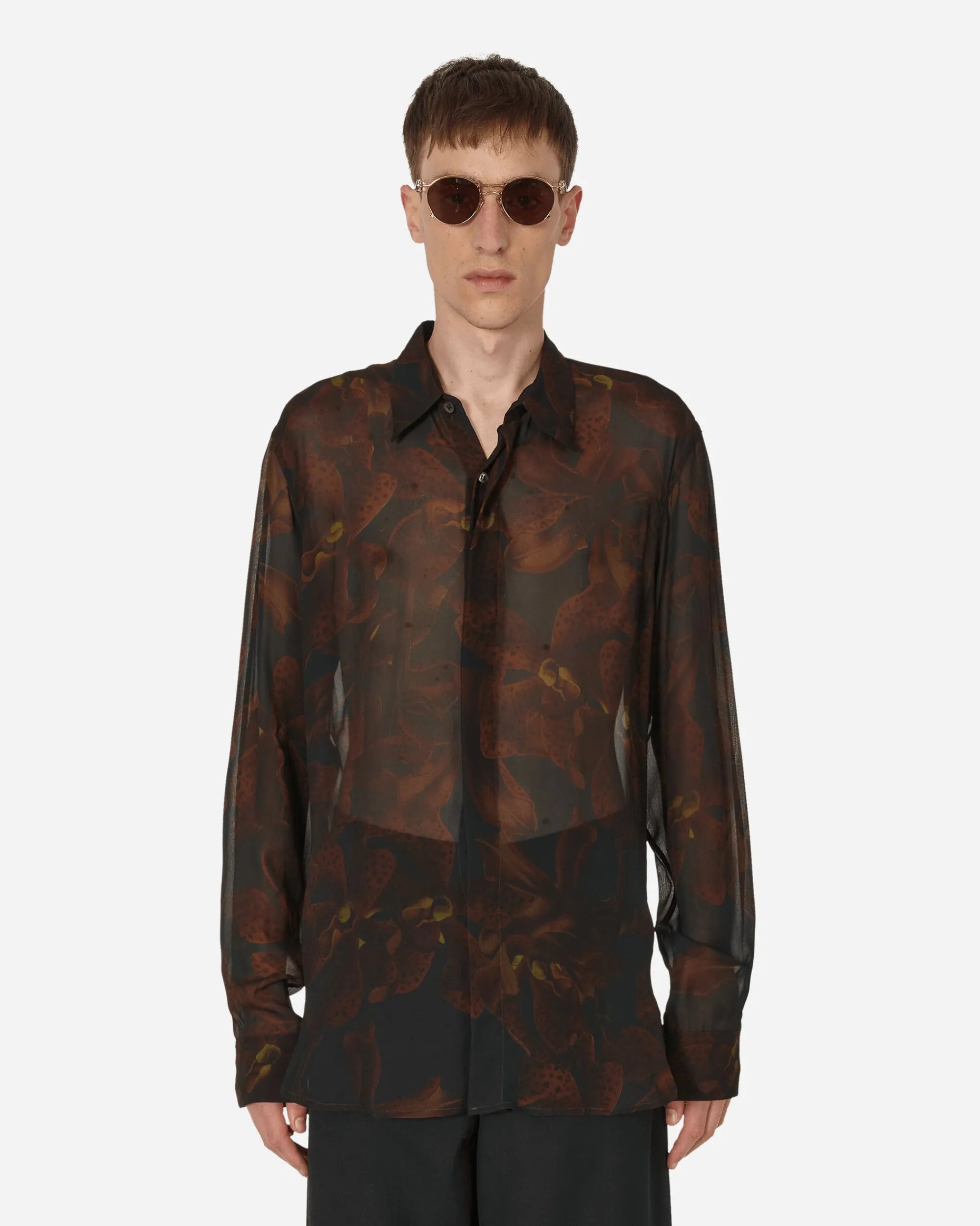 Dries Van Noten Shirts^Printed Fitted Shirt Black