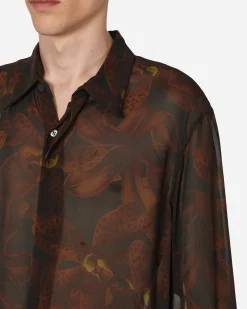 Dries Van Noten Shirts^Printed Fitted Shirt Black