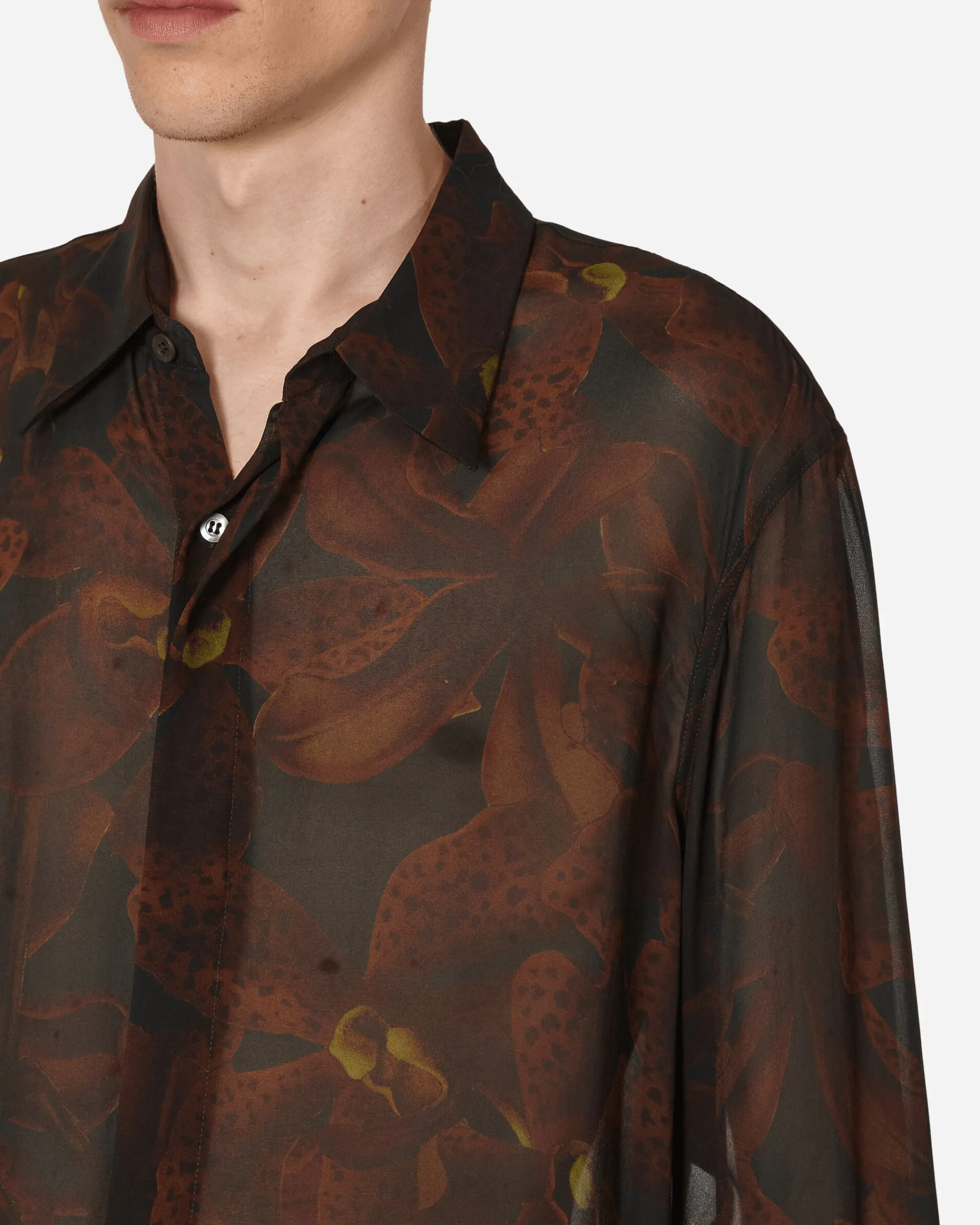 Dries Van Noten Shirts^Printed Fitted Shirt Black