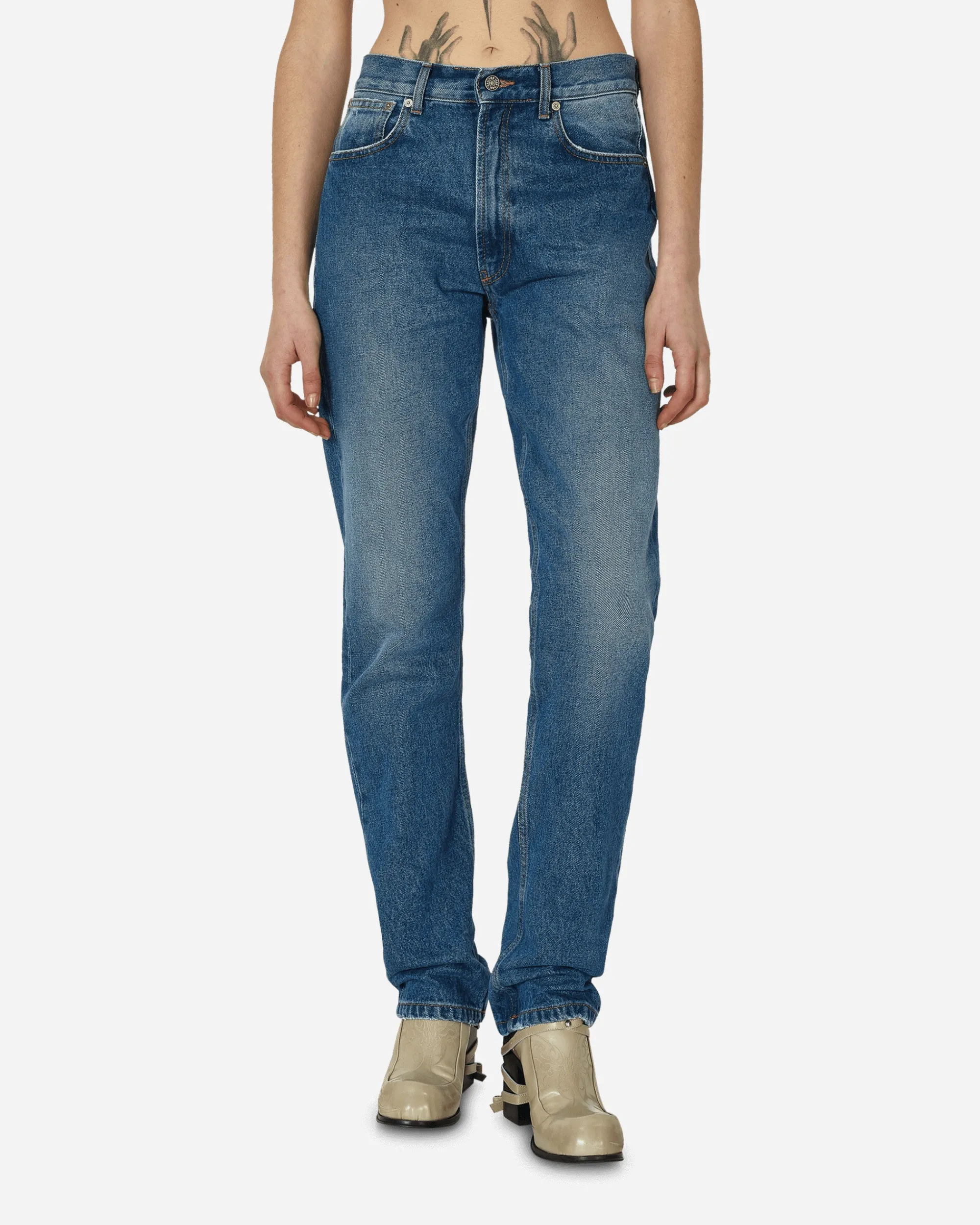 Jean Paul Gaultier Pants^Printed Logo Denim Pants Vinatge Blue