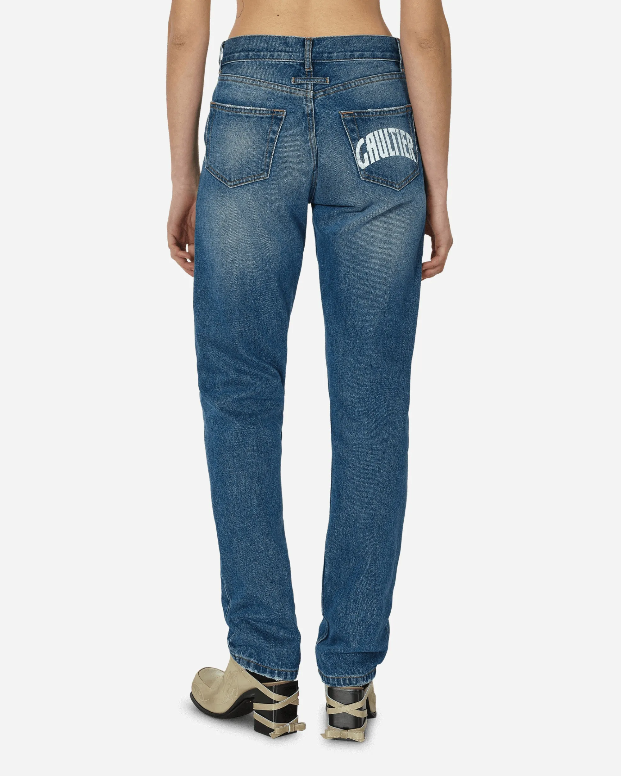 Jean Paul Gaultier Pants^Printed Logo Denim Pants Vinatge Blue