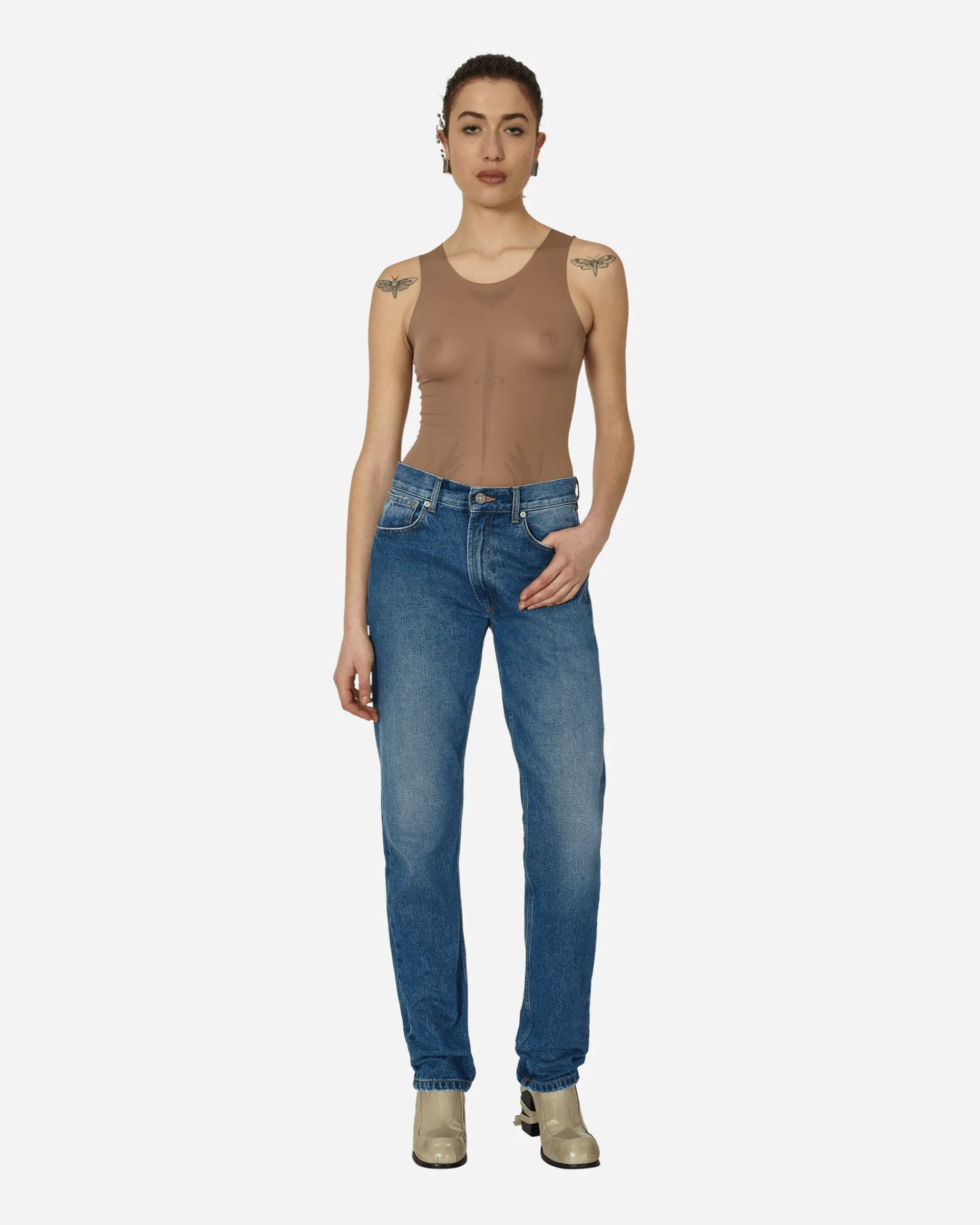 Jean Paul Gaultier Pants^Printed Logo Denim Pants Vinatge Blue