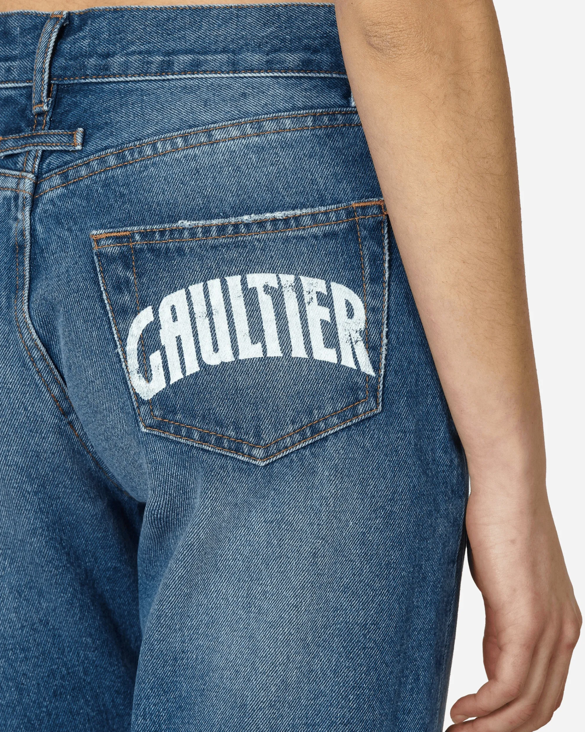 Jean Paul Gaultier Pants^Printed Logo Denim Pants Vinatge Blue