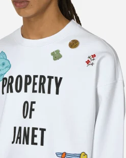 Bode Sweatshirts^Property of Janet Crewneck Sweatshirt White