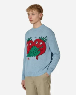 Sky High Farm Knitwear^Recycled Cotton Intarsia Knit Sweater Blue