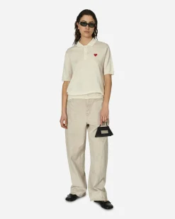 Comme Des Garçons Play Knitwears^Red Heart Polo Sweater Off White