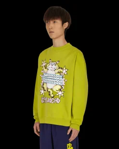 Brain Dead Sweatshirts^Relaxed Cat Crewneck Sweatshirt Green