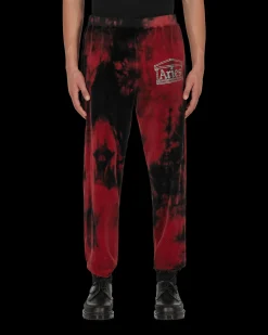 Aries Pants^Rhinestone Velour Sweatpants Red