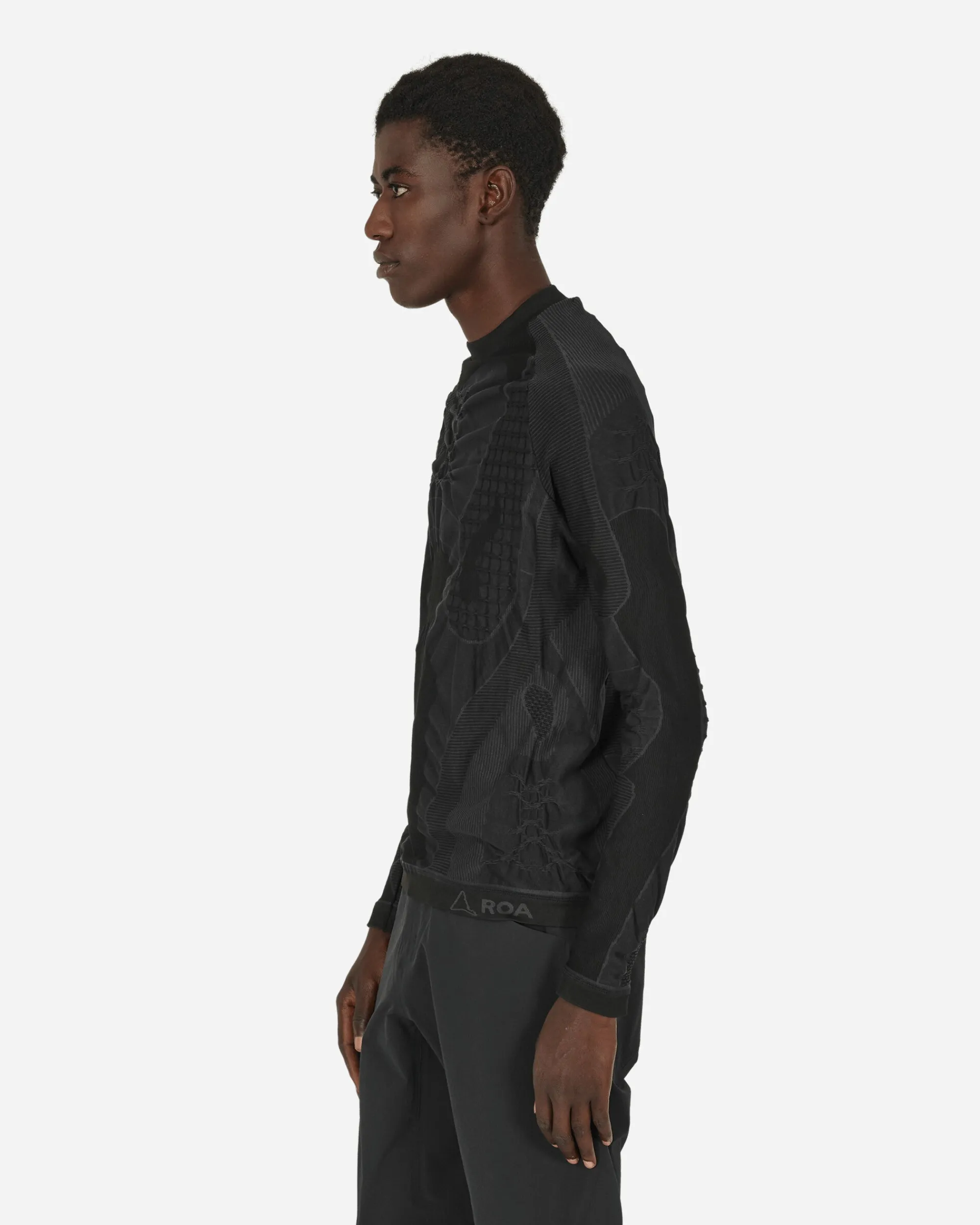 ROA Knitwear^Roundneck 3D Knit Grey / Black
