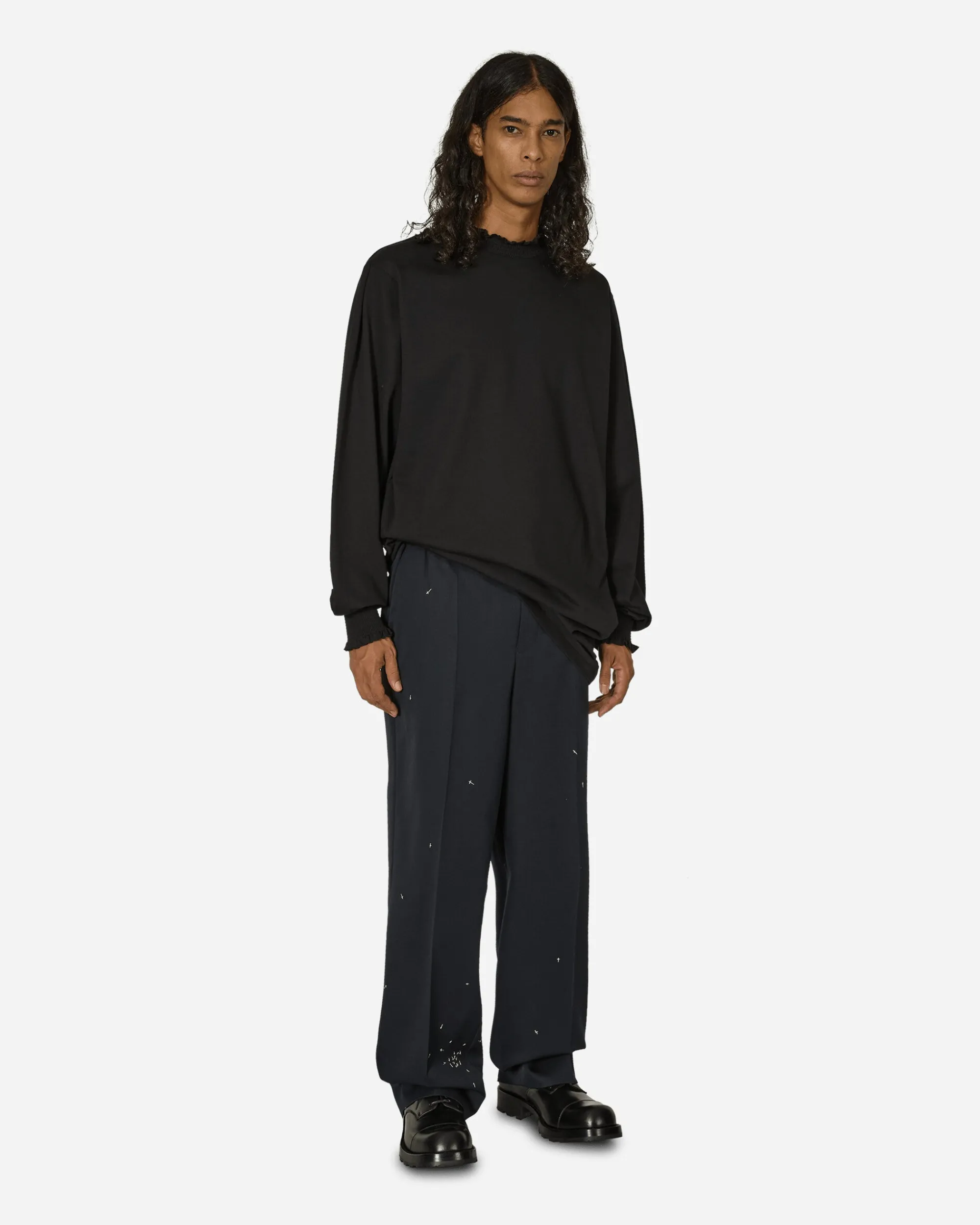 Random Identities T-Shirts^Ruffle Longsleeve Dress Black
