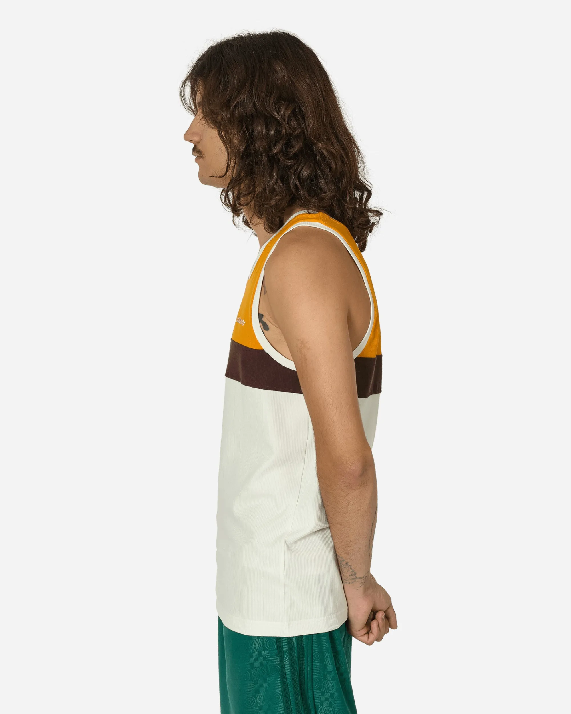 adidas T-Shirts^80s Rib Tank Top Off White / Orange / Brown