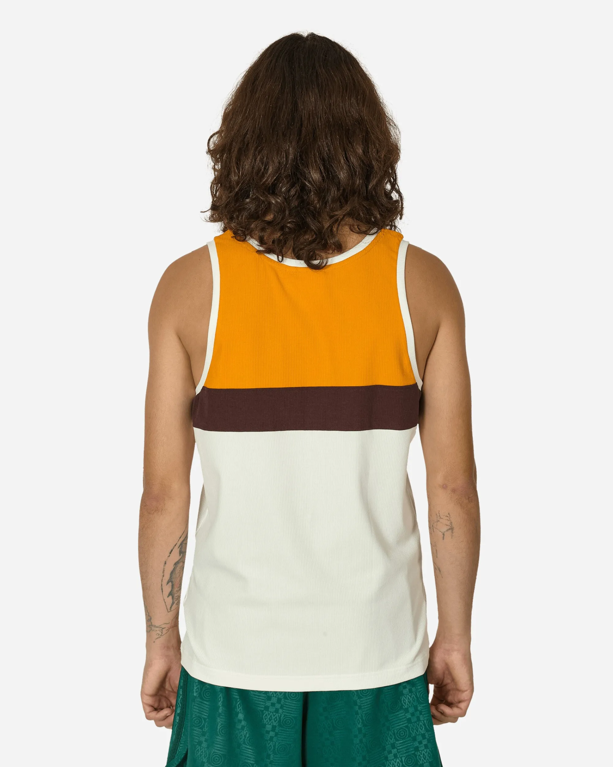 adidas T-Shirts^80s Rib Tank Top Off White / Orange / Brown