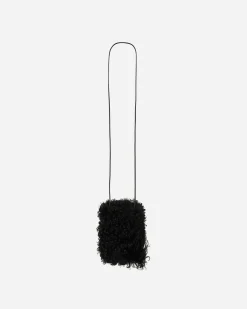 Dries Van Noten Tech And Audio^Shearling Phone Pouch Black