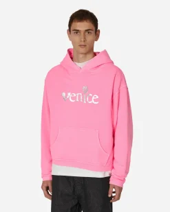 ERL Sweatshirts^Silver Printed Venice Hooded Sweatshirt Pink