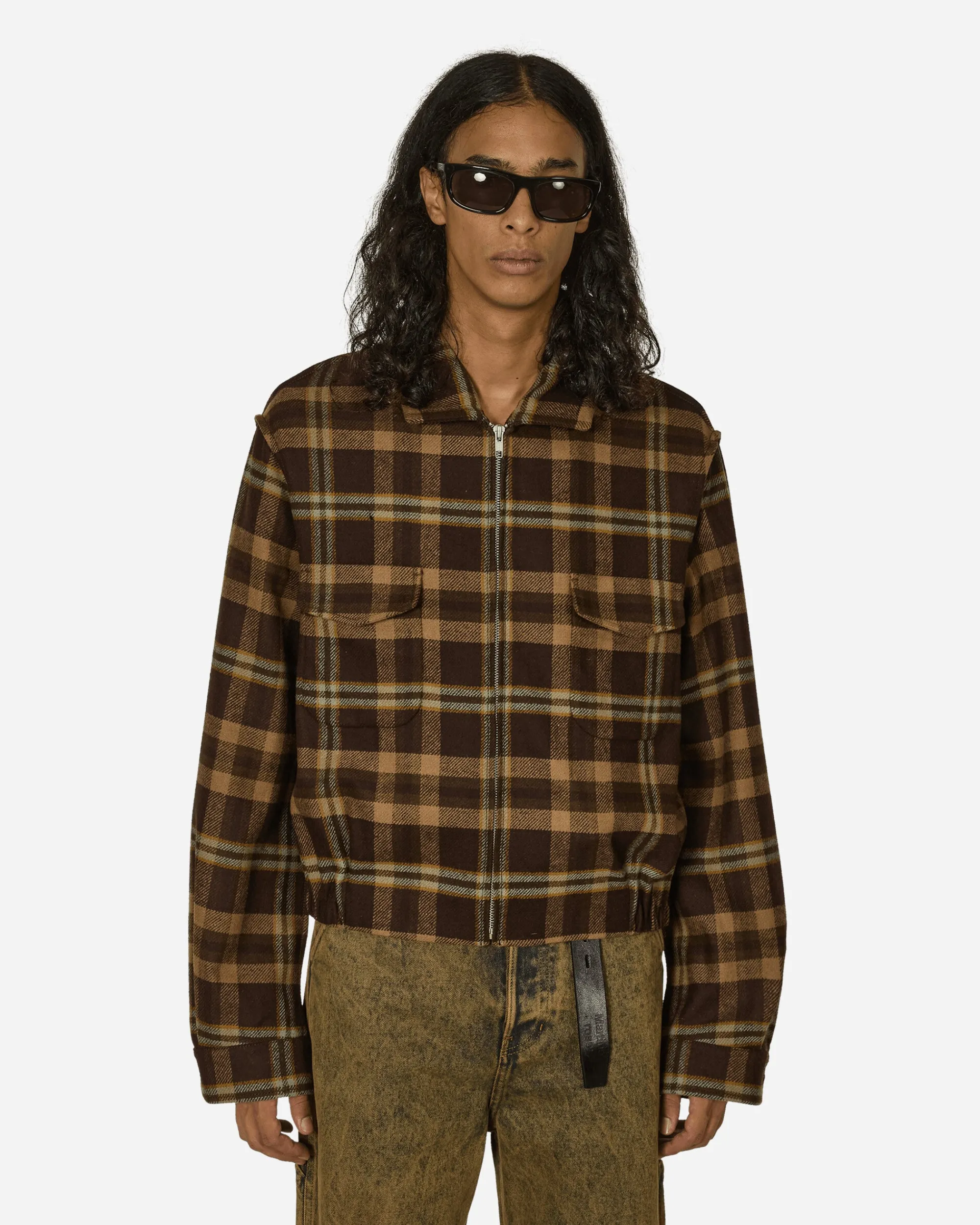 Random Identities Coats And Jackets^Simmo Tartan Vintage Zip-Up Jacket Brown
